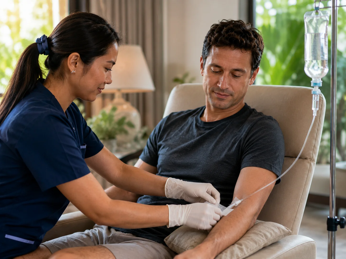 IV drip and hydration therapy at hotel or villa in Bali