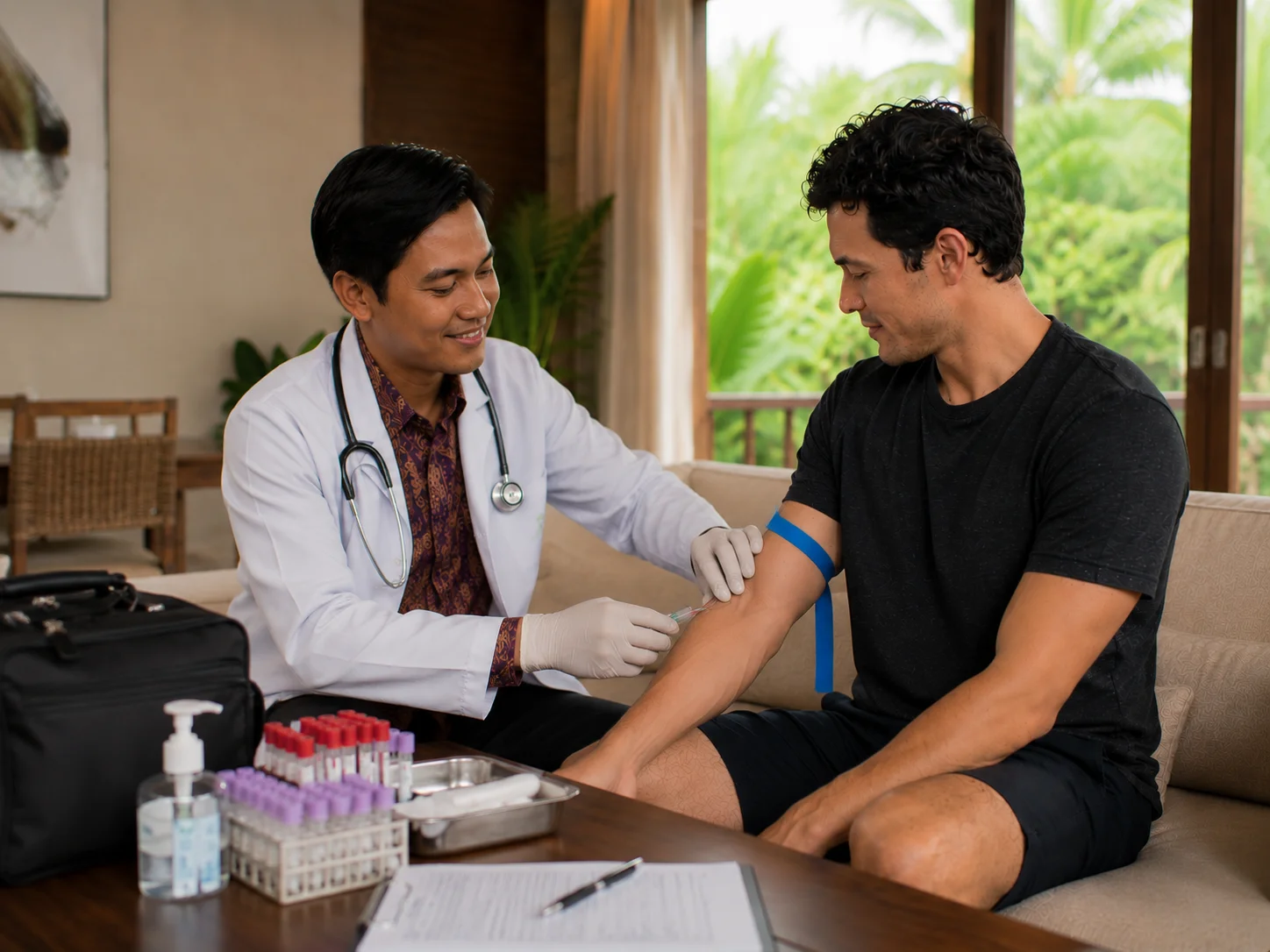 Laboratory test and blood test home visit service in Bali